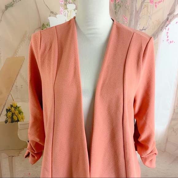 NEW TORRID DUSTY CORAL CREPE DRAPE FRONT BLAZER - Picture 3 of 14